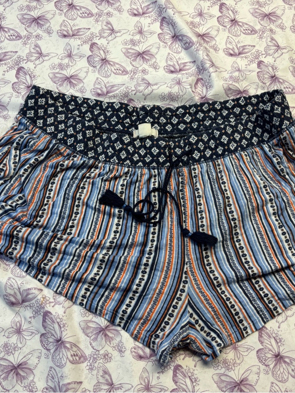 🍄Striped Blue & Orange Lounge Shorts